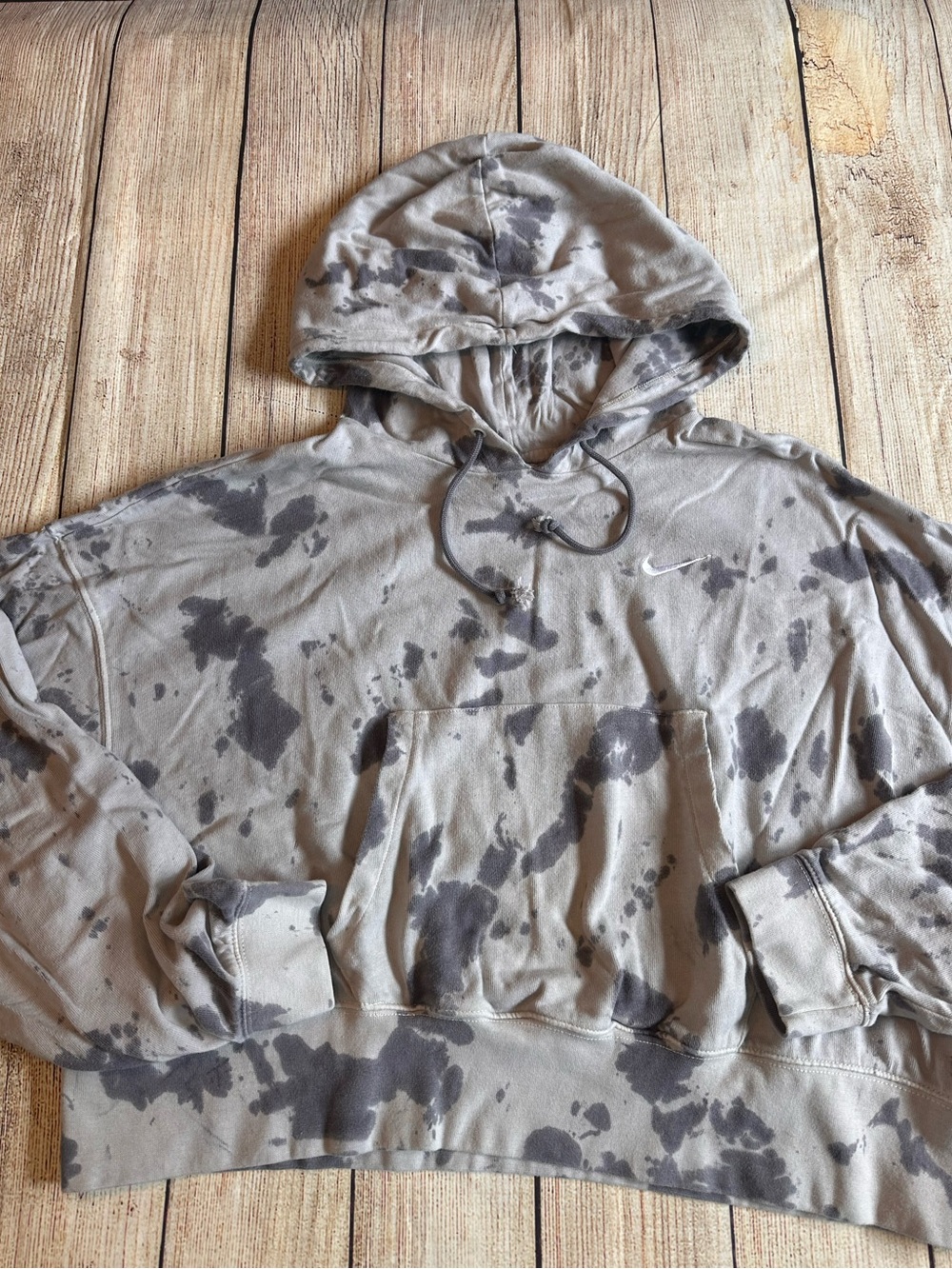 Nike Sportswear Essential Tie Dye Fleece Hoodie Gray White S